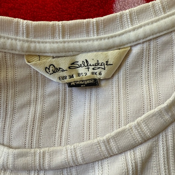 White Ribbed Short Sleeve Top - Picture 4 of 5